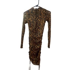 Queen Mania Women’s Sheer Cheetah Print Dress With Adjustable Length Size S